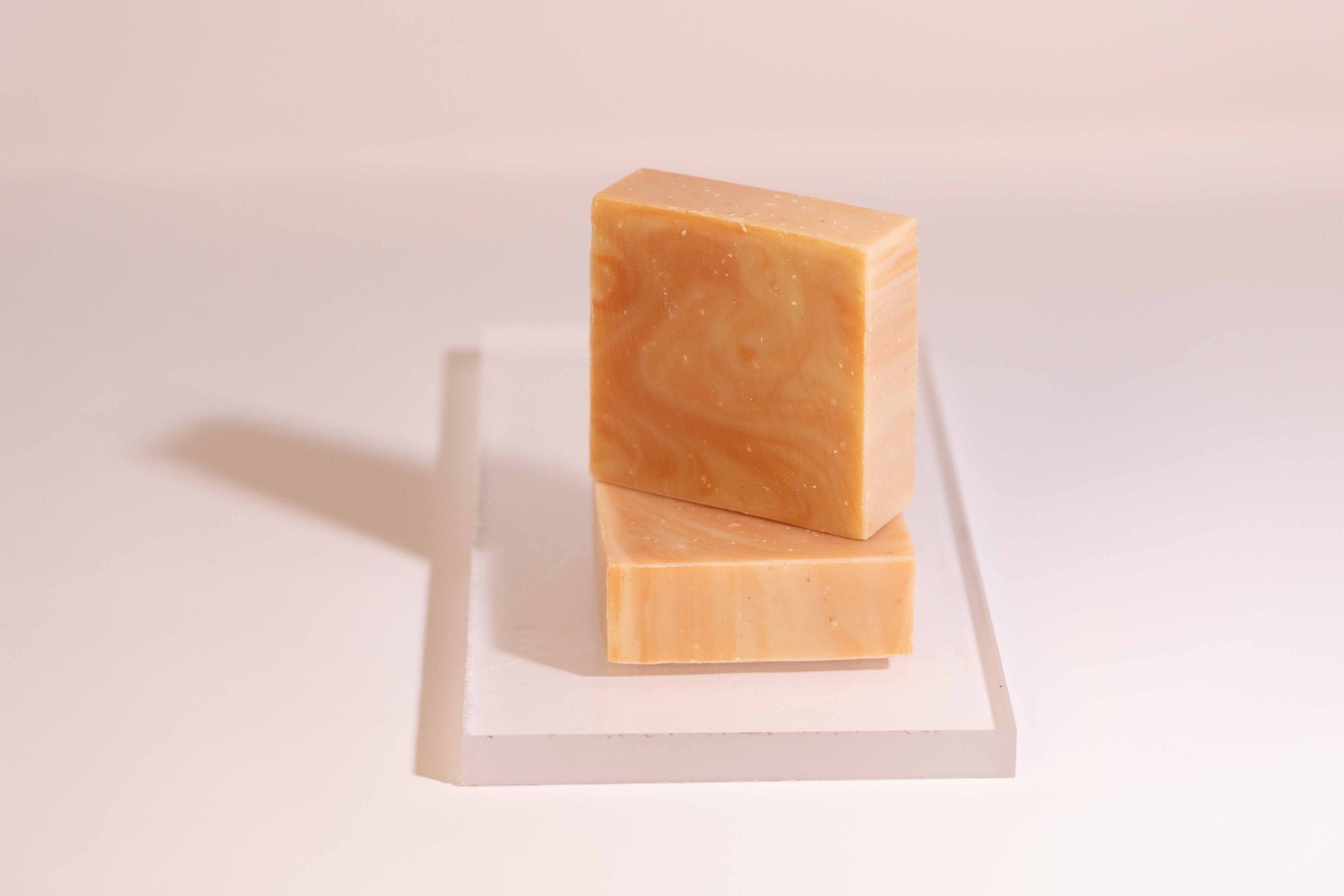 Two bars of soap on display